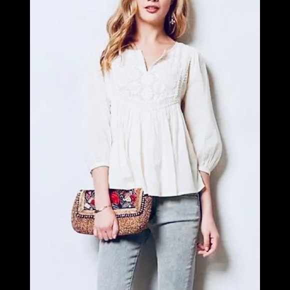 Vince Cotton Bohemian Peasant Top - Picture 7 of 7